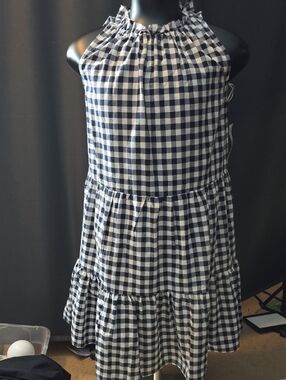 NWT Isabel And Nina Plaid Blue Checker Sleeveless Dress Large